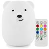 Tianhaixing Luce Notturna Bambini Lampada Orso Lampada da Comodino 9 Colori Ricaricabile Telecomando Luce Notturna LED per Regalo/Ufficio/Soggiorno/Camera da Letto/Bagno