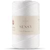 S SENSY Sensy, Corda in poliestere da 5 mm, 91,4 m, 100% polipropilene, per macramè, 5 mm, per uncinetto, macramè, filo per uncinetto, filo per lavori a maglia, regalo per maglieria (bianco)