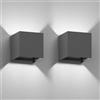 ledscom.de 2 applique CUBEL per esterni, antracite, IP65, illuminazione verso l'alto e verso il basso, quadrate + lampadina LED da 596 lm, bianca