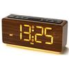 GemCoo Sveglia Digitale in Legno, Sveglia da Comodino con Luce Notturna e Porta USB, Doppio Allarme, 4 Livelli Volume/Luminosità, Snooze 9min, Orologio Digitale per Camera, Ufficio, Bambini