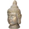ECD Germany Statua Testa di Buddha 38 x 42 x 74,5 cm - in Poliresina - Aspetto Bronzo - per Yoga, Feng Shui o Meditazione - Casa o Giardino - Figura Decorativa Scultura Ornamentale da Interno Esterno