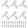QUARKZMAN 6Pc Staffa Piatta A Forma Di T 50 X 50 X 1mm Staffa Angolare Metallo Piatta Angolo Retto Piastra Di Riparazione Con Viti Per Riparazione E Giunzione Di Mobili In Legno Argento
