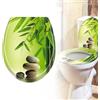 Froadp Copriwater con abbassamento automatico, sedile WC in Duroplast e acciaio inox, antibatterico, per tutti i WC comuni (bambù e pietra artificiale)