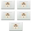 Electron 5 Placche, 1 modulo/posto doppio, Schuko, UNEL, Compatibile Con BTicino Magic, bianco, Placca squadrata, rettangolare, Plastica di alta qualità, 100% compatibile con supporti e moduli originali