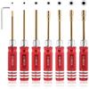 LALAGO Set di cacciaviti esagonali 7 pezzi, kit utensili RC, cacciaviti a brugola interni per Axial SCX24 droni auto barca elicottero (2,0mm 2,5mm 3,0mm 3,5mm 4,0mm 4,5mm 5,0mm) - rosso