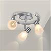Unikcst Plafoniera 3 Faretti Orientabili, Lampada da Soggiorno con 3 Luci LED E14, Rotonda, Girevole, Illuminazione Interna per Cucina, Bagno, Corridoio, Senza Lampadine