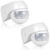 AXFEE 2 Pezzi Rilevatore di Movimento a Infrarossi Impermeabile, Sensore Infrarossi, Sensibilità 3-2000 Lux, Rilevatore di Movimento da Esterno IP44, Portata 180°, per uso interno ed esterno- Bianco