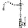 LAKKOAKOAA Rubinetto Bagno Rubinetto Lavabo Alto, Stile Anticato Vintage Ottone Monocomando Miscelatore Bagno Girevole A 360°, Miscelatore Lavabo, Cromo, Argento