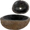 Lendo Online Lavabo Ovale - Pietra di fiume - Pietra naturale - Lavandino per bagno - Lavello - Lucido e Robusto - Forma e colore unici! (Marrone (Ruggine), 30-35x25-30cm)