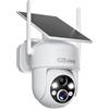 CZEview 2K Telecamera Wi-Fi Esterno con Pannello Solare, 360° PTZ, Videocamera Sorveglianza, Rilevazione di Movimento PIR con Allarme, IP65