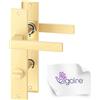 ERGO line CUBE guarnizione quadrata per porte, oro opaco, maniglie per porte del bagno WC set di maniglie con piastra di copertura lunga, guarnizione per porte, maniglia, Ottone spazzolato