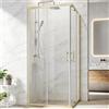 SUNXURY Cabina doccia angolare 80 x 90 cm, doppie porte scorrevoli, cabina doccia completa con porta scorrevole in vetro di sicurezza da 5 mm (ESG), altezza: 195 cm, telaio in oro spazzolato, telaio