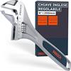 PRESCH Chiave inglese regolabile 200mm - Scala incisa al laser 30mm (metrica e pollice) - Fresata di precisione per una presa ottimale - Robusta chiave a rullino ad ago - Utensile di alta gamma