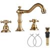 GGStudy 8 2 Maniglie 3 Fori Diffuso Bagno Rubinetto Lavandino In Ottone Antico Bagno Vanity Rubinetto Rubinetto Miscelatore Rubinetto Rubinetto Corrispondente Metallo Pop Up Drain con Troppopieno