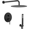 SaniteModar Set Doccia Incasso | Miscelatore Doccia Incasso con Soffione a Pioggia Rotondo 25cm e Doccetta | Nero Opaco