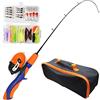 Odoukey 50 pezzi/set canna da pesca per bambini canna da pesca telescopica portatile e kit combinato mulinello, con ganci per mulinello da spinning per bambini principianti arancione