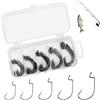 DXIA 50Pezzi Ami da Pesca, Scatola Ami da Pesca Singoli Esca Occhiello, con Scatola di Plastica, Amo da Pesca Ganci Spinato in Acciaio al Carbonio Nero, Pesca Worm Pesce Ganci 5 Taglie