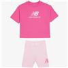New balance Stacked Logo Tee A Nd Cycle Short Completo Bimbe New balance Cod. YS61L1LO - rosa