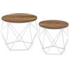 VASAGLE Tavolino da CaffèRotondo, Set di 2 Tavolini ad Incastro, Stile Moderno, Piano Rimovibile, Struttura in Acciaio, Adatto per Soggiorno, Marrone Miele e Bianco Nuvola LET040K41
