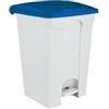 Adatto-M T101455 Pattumiera a pedale in plastica bianca Coperchio Blu 45 litri (confezione da 3 pezzi)
