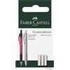 Faber-Castell 131595 Grip Matic Portamine in metallo con gomma per cancellare, confezione da 3)