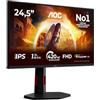 AOC Gaming Monitor 25G4KUR 24.5 pollici, 1920x1080, FHD, 420Hz, Fast IPS Panel, 0.3ms MPRT, USB Hub, Height Adjustment, (HDMI2x 2.0 DP 1x 1.4) Adaptive Sync, HDR400, G-Sync Compatible, Nero