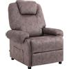 Easycomfort Poltrona Relax Reclinabile Manualmente in Tessuto con Imbottitura Extra, Marrone