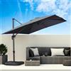 PURPLE LEAF Ombrellone da Giardino 2,7 x 3,5 m con Base a Croce, Ombrellone da Balcone in Alluminio e Tessuto 240 g/m² Protezione UV con Manovella Inclinabile Rotazione a 360°, Grigio