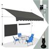 GYMAX Tenda da Sole a Bracci Regolabile in Altezza, Tenda da Sole con Manovella per Balcone, Tenda Impermeabile e Resistente al Sole, Altezza Regolabile da 2M a 3M, per Finestra (Grigio, 300 CM)