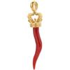 gioiellitaly Ciondolo corona del re in argento 925 dorato corno in corallo rosso del Mediterraneo amuleto portafortuna unisex gioiello da uomo donna ragazza ragazzo pendente argento