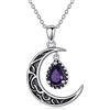 VONALA Collana Mezzaluna in Argento Sterling Rosso/Viola/Nero/Multicolore/Acquamarina/Blu/Agata di Mare Collana Mezzaluna Celtica Gioielli Celtici Regali per Donne Ragazze Compleanno, 20*20mm, Argento