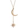 HMOOY Fashion Crystal Crescent Moon E Star Collana Con Ciondolo Placcato In Oro Retro Star Phase Ciondolo Collana A Catena Delicata Accessori Gioielli Per Donne Ragazze (Gold)
