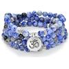 oasymala Ciondolo con simbolo yoga 108 Bracciale o collana da meditazione con perline di Mala per uomo o donna (Agata di diaspro macchia blu (Blue Spot Jasper Agate))