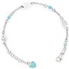 Amen Bracciale da Bambina Bracciale Madonna col Bambino in Argento 925 con Perline celesti. Colore: Rodio. Lunghezza: 16.5 cm. Referenza: BRMB