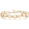 EVER FAITH Bracciale con perle barocche in oro 18 carati, vintage con d'acqua dolce avvolte in seta, realizzato a mano, regolabile, per matrimonio, Perla coltivata