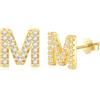 AILUOR Orecchini iniziali da donna, orecchini con lettere in argento S925 placcati in oro 14K ipoallergenici Orecchini personalizzati con nome dell'alfabeto Regali di compleanno Gioielli (M-Oro)
