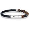 PVUVTNAHW Reiki Blu Apatite Bracciale con Perline Uomo Donna in Pelle Intrecciata Pietra Naturale La Circolazione del Sangue Stimolare L'Entusiasmo Gioielli(19cm,Yellow Tiger Eye)