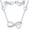 Yumilok-Collane da donna, collana e orecchini in argento sterling S925 con collana e orecchini con simbolo dell'infinito, collane d'amore traforata, orecchini con zirconi incastonati