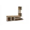 LBSIGN Parete Attrezzata 180 Cm Mobile TV Con Libreria Rovere Naturale E Beige Lima