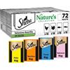 Sheba Nature's Collection Selezione Assortita in Salsa, gusti Pollo, Tacchino, Tonno, Salmone, cibo umido completo per gatti adulti, 72 Bustine da 85g