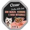Cesar Scelta dello Chef Cibo Umido per Cani con Manzo alla Griglia, Riso Integrale e Verdure, 14 Vaschette da 150 g, Totale 2.100g