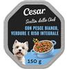 Cesar Scelta dello Chef Cibo Umido per Cani con Pesce Bianco alla Griglia, Riso Integrale e Verdure, 14 Vaschette da 150 g, Totale 2.100g