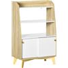 HOMCOM Mobile da Salotto Multifunzione, Scaffale Aperto a 2 Livelli, Armadietto 2 Ante, in Legno di Pino, 58x30x93cm | Aosom Italy