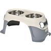 PawHut Doppia Ciotola per Cani Rialzata in Acciaio Inox e Plastica con Piedini Antiscivolo, 47x25x20 cm, Bianco e Grigio | Aosom Italy