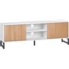 HOMCOM Mobile TV per Modelli fino a 50" max, Mobile TV Moderno in Truciolato e Acciaio con 2 Ripiani Aperti e 2 Armadietti Chiusi, 120x39.5x45 cm | Aosom Italy