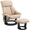 HOMCOM Poltrona Relax Reclinabile Massaggiante con Pouf Poggiapiedi e Telecomando, Beige | Aosom Italy