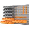 DURHAND Scaffale da Parete per Utensili 95x54 cm con 28 Scatole Impilabili e Vari Ganci Grigio e Arancione | Aosom Italy