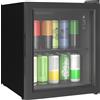 HOMCOM Mini Frigo da Ufficio 46L, 59 Lattine, Temperatura Regolabile 0-20℃ con Porta in Doppio Vetro Temperato, Nero | Aosom Italy