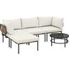 Outsunny Set Giardino 5 Pezzi, Rattan Componibile L con Cuscini, 192x126x60 cm, Colore Cachi | Aosom Italy