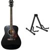 Yamaha F370 Chitarra Folk - Chitarra Acustica 4/4 in Legno - 6 Corde in Acciaio, Nero & TIGER GST7-BK Supporto universale pieghevole per chitarra A-Frame per chitarra elettrica